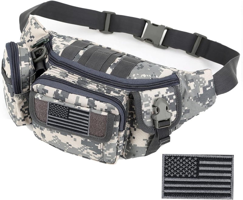 Meprona Tactical Fanny Packs, Military Waist Bag Utility Hip Belt Bags for Hiking Climbing Fishing Cycling Hunting with U.S Patch (ACU) - Image 1